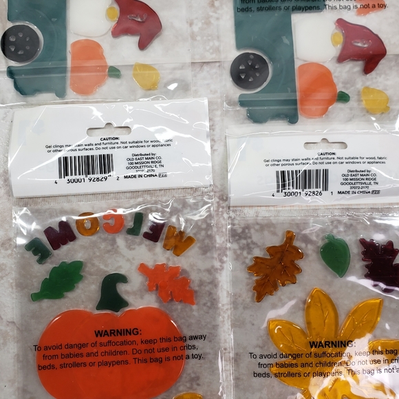 Autumn Decals Fall Gel Perfect Harvest Small Thanksgiving Window Clings 4 Packs - Picture 4 of 7
